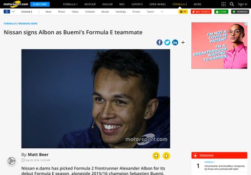 
                            11. Nissan signs Albon as Buemi's Formula E teammate - Motorsport.com