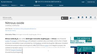 
                            4. Nitrous oxide | chemical compound | Britannica.com