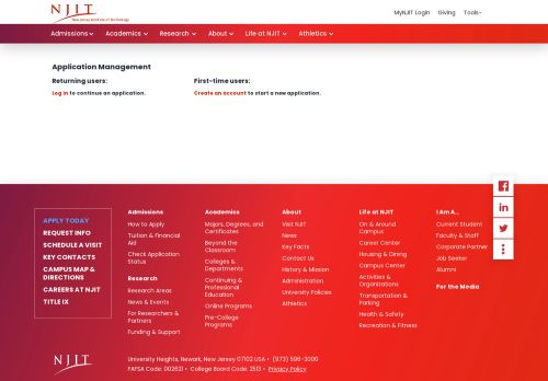 
                            2. NJIT Online Admission Application