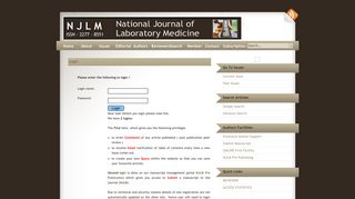 
                            10. NJLM - Login to National Journal of Laboratory Medicine for doctors