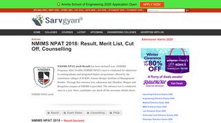 
                            2. NMIMS NPAT 2018: Result, Merit List, Cut Off, Counselling - SarvGyan