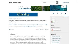 
                            13. NMR chiral discrimination of chalcogen containing secondary alcohols ...