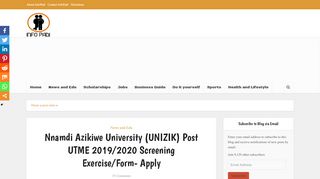 
                            11. NNAMDI AZIKIWE UNIVERSITY (UNIZIK) POST-UTME 2018/2019 ...