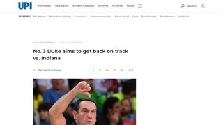
                            8. No. 3 Duke aims to get back on track vs. Indiana - UPI.com