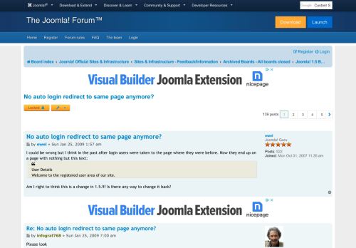 
                            1. No auto login redirect to same page anymore? - Joomla! Forum ...