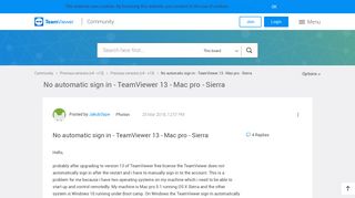
                            2. No automatic sign in - TeamViewer 13 - Mac pro - Sierra ...