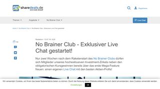 
                            4. No Brainer Club – Exklusiver Live Chat gestartet! › sharedeals.de