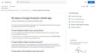 
                            5. No data in Google Analytics mobile app - Analytics Help