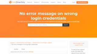 
                            12. No error message on wrong login credentials - GeoDirectory Support