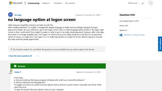 
                            7. no language option at logon screen - Microsoft Community