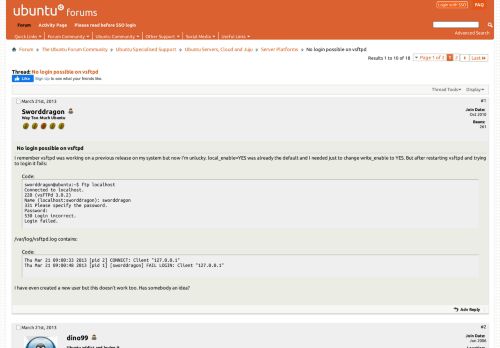 
                            9. No login possible on vsftpd - Ubuntu Forums