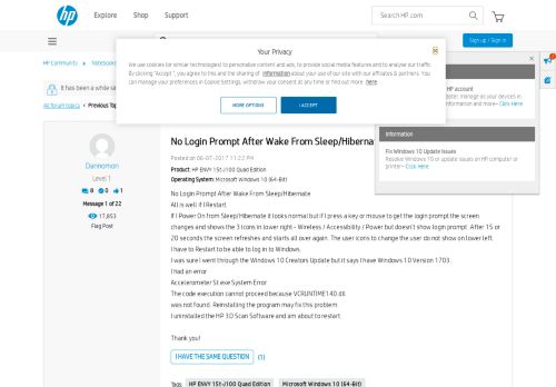 
                            7. No Login Prompt After Wake From Sleep/Hibernate - HP Support ...