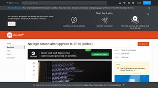 
                            6. No login screen after upgrade to 17.10 (edited) - Ask Ubuntu