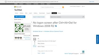 
                            2. No logon screen after Ctrl+Alt+Del for Windows 2008 R2 - Microsoft