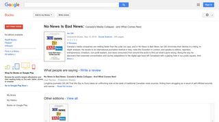 
                            11. No News Is Bad News: Canada's Media Collapse - and What Comes Next - Google बुक के परिणाम
