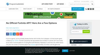 
                            10. No Official Fortnite API? Here Are a Few Options | ProgrammableWeb
