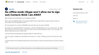 
                            2. No offline mode (Skype won't allow me to sign out) - Microsoft ...