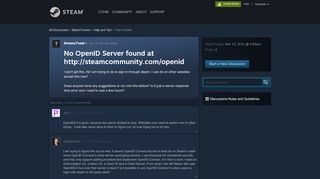 
                            5. No OpenID Server found at http://steamcommunity.com/openid :: Help ...