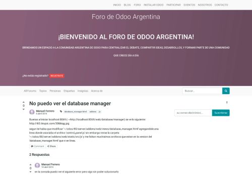 
                            5. No puedo ver el database manager | Odoo Argentina