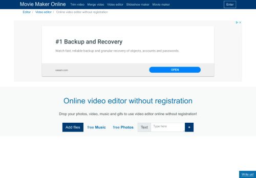 
                            1. No registration | Video editor online without registration