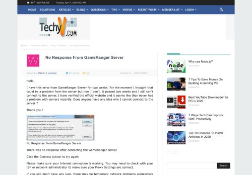 
                            5. No Response From GameRanger Server - Techyv.com