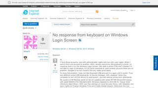 
                            1. No response from keyboard on Windows Login Screen - Microsoft