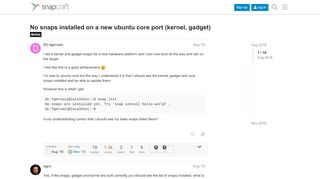 
                            5. No snaps installed on a new ubuntu core port (kernel, gadget ...
