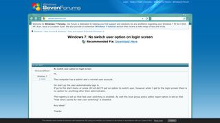 
                            12. No switch user option on login screen - Windows 7 Help Forums