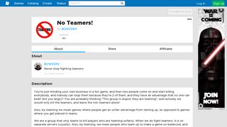 
                            4. No Teamers! - Roblox