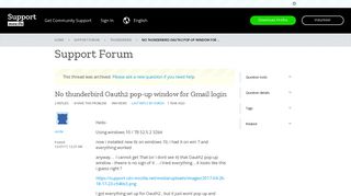 
                            5. No thunderbird Oauth2 pop-up window for Gmail login - Mozilla Support