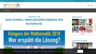 
                            12. Noch schnell anmelden beim Känguru der Mathematik - erKant.de