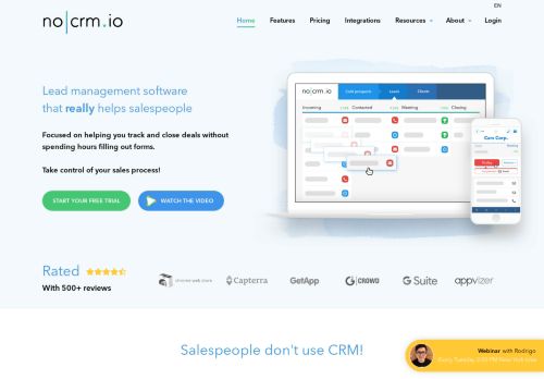 
                            4. noCRM.io: Lead Management Software - Simple Sales CRM