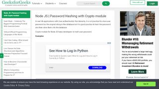 
                            6. Node JS | Password Hashing with Crypto module - GeeksforGeeks