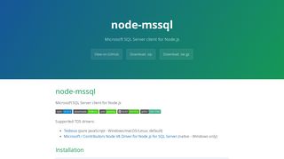 
                            8. node-mssql | Microsoft SQL Server client for Node.js - GitHub Pages