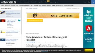 
                            6. Node.js-Module: Authentifizierung mit Passport – entwickler.de