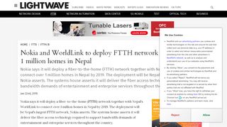 
                            10. Nokia and WorldLink to deploy FTTH network connecting over 1 ...
