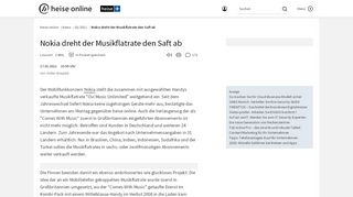 
                            8. Nokia dreht der Musikflatrate den Saft ab | heise online