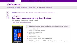 
                            6. Nokia Lumia 920 - Configurar aparelhos - Vivo