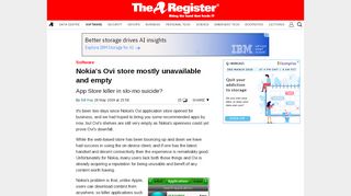 
                            12. Nokia's Ovi store mostly unavailable and empty • The Register