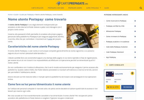 
                            12. Nome utente Postepay - Qual è? Come lo recupero? - Carte Prepagate