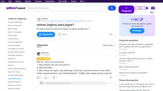 
                            5. nomes (logins) para jogos? | Yahoo Respostas