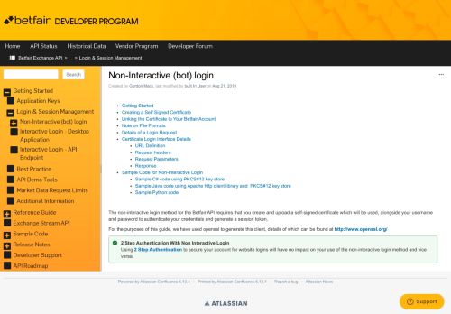 
                            2. Non-Interactive (bot) login - Betfair Exchange API Documentation