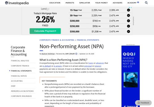 
                            12. Non-Performing Asset (NPA) - Investopedia