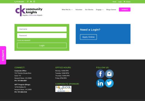 
                            9. Non-Profit Login - Community Knights