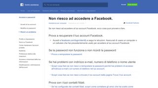 
                            3. Non riesco ad accedere a Facebook. | Centro assistenza di ...