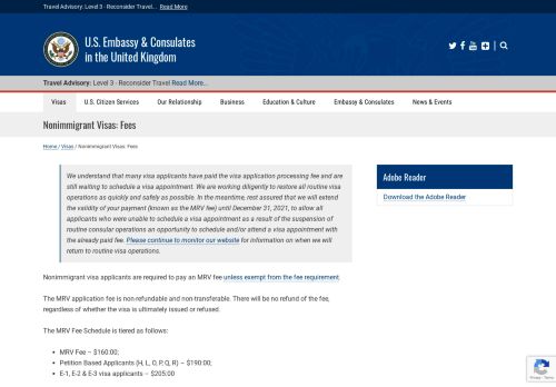 
                            7. Nonimmigrant visas fees - U.S. Embassy in London