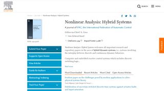 
                            9. Nonlinear Analysis: Hybrid Systems - Journal - Elsevier
