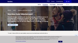 
                            2. Nordea Gold MasterCard + rejseforsikring | Nordea.dk