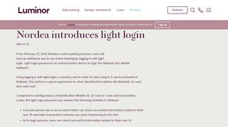 
                            10. Nordea introduces light login | Luminor