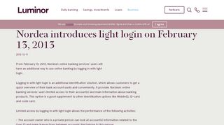 
                            9. Nordea introduces light login on February 13, 2013 | Luminor